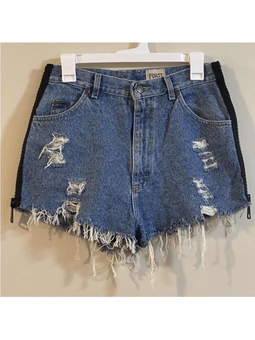 Furst of a Kind Denim Distressed Blue Shorts